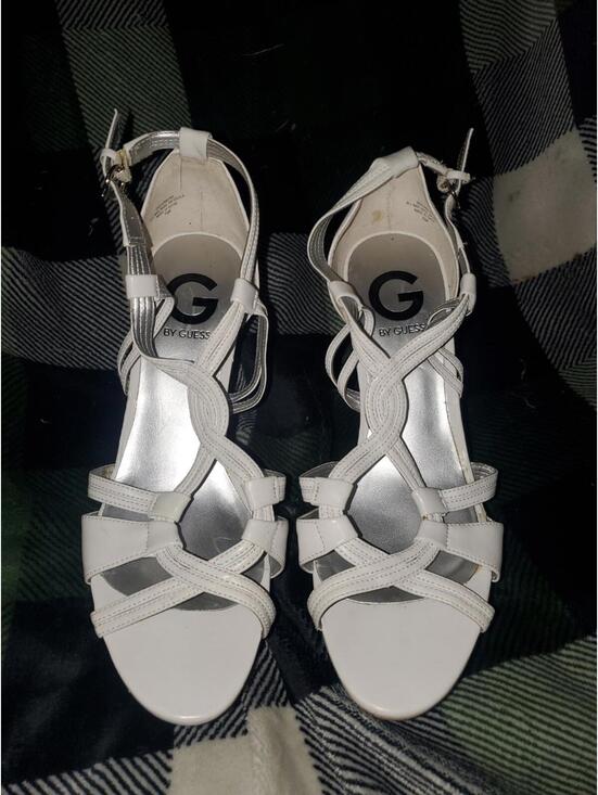 G by Guess Shoes - G by Guess White Strappy Cork Wedge Sandals